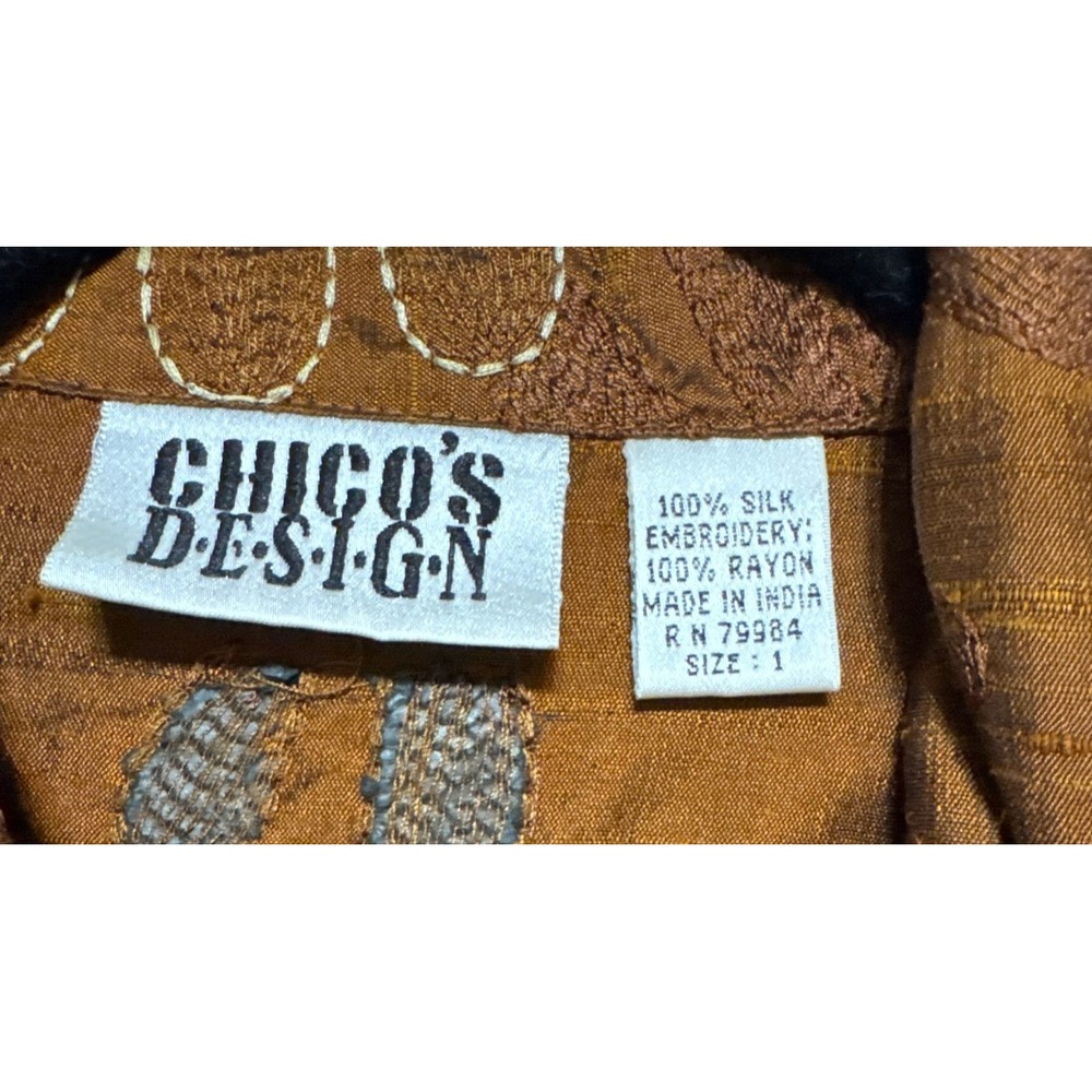 Chico's Dream Field Fairycore Silk Embroidered Jacket Size Medium Whimsigoth - Picture 7 of 7